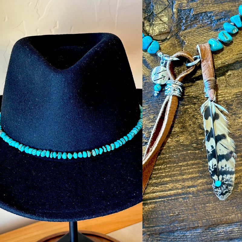 AAA Grade Turquoise Nugget Hatband; Slim