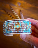 Beaded Bangle Bracelet; Turquoise & Gold