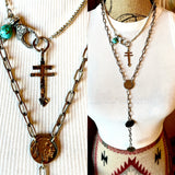 Isleta, Dragonfly, Double Bar Cross Necklace