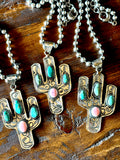 Pink Conch and Turquoise Cactus Necklace