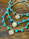 Buffalo Nickel Turquoise Choker