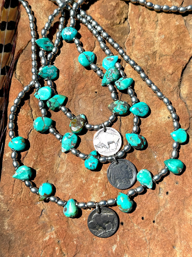 Buffalo Nickel Turquoise Choker
