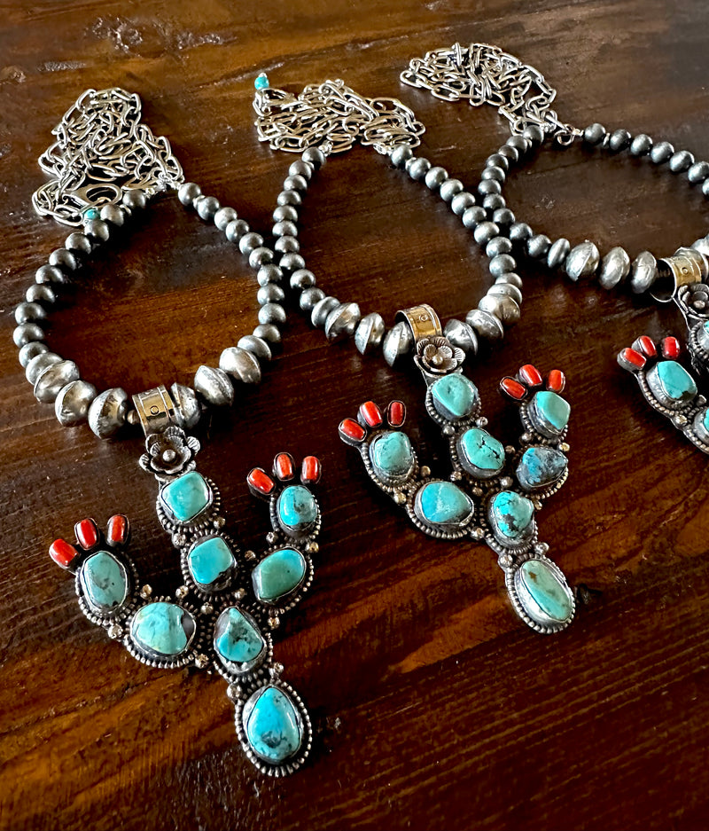 Blooming Cactus Pendant Necklace