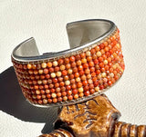 Natural Coral Loomed Bangle Cuff