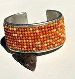 Natural Coral Loomed Bangle Cuff