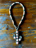 Pink Conch and Navajo Saucer Cactus Necklace