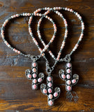 Pink Conch and Navajo Saucer Cactus Necklace