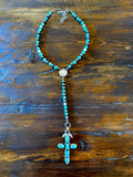 Turquoise and Larimar Lariat Necklace