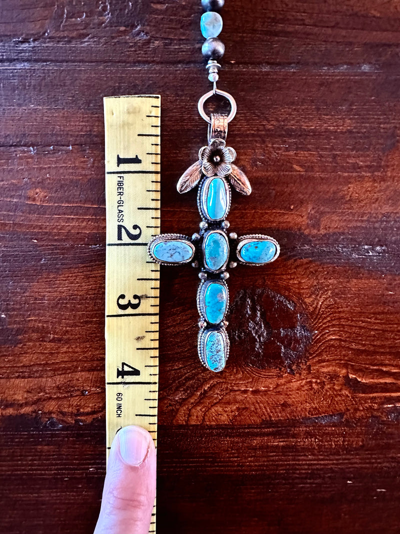 Turquoise and Larimar Lariat Necklace