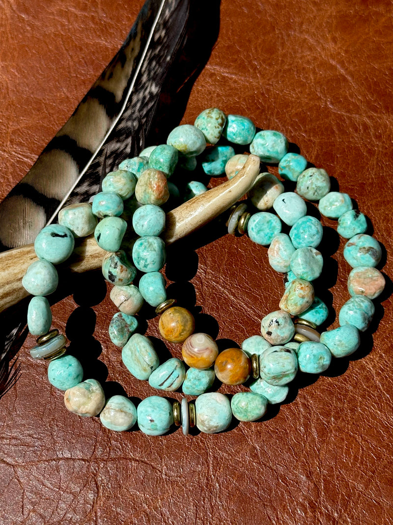Peruvian Turquoise Triple Strand Bracelet