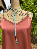 Turquoise Lariat; Adjustable Layering Necklace