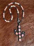 Pink Conch and Navajo Saucer Cactus Necklace