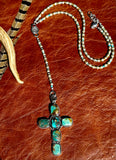 Silver and Turquoise Cross Lariat