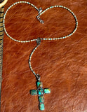 Silver and Turquoise Cross Lariat