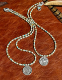Silver and Natural Turquoise T-Shirt Necklace