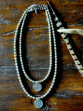 Silver and Natural Turquoise T-Shirt Necklace