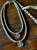 Silver and Natural Turquoise T-Shirt Necklace