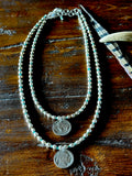 Silver and Natural Turquoise T-Shirt Necklace