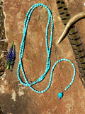 Turquoise Lariat; Adjustable Layering Necklace