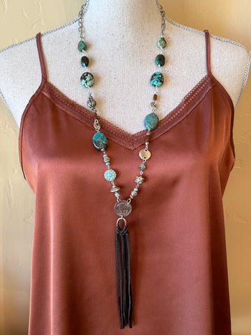 Arroyo; Vintage Assembly Leather Tassel Necklace