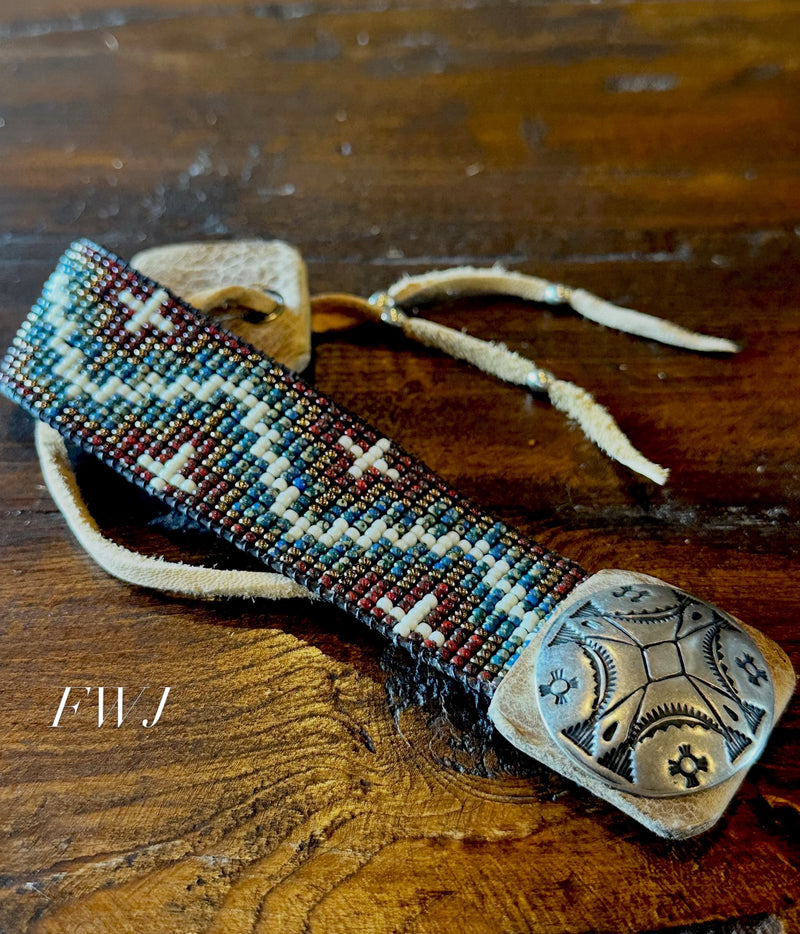 Hand Beaded Cuff Bracelet; Sangre de Cristo