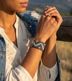 Hand Beaded Cuff Bracelet; Sangre de Cristo