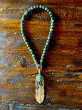 African Turquoise Feather Necklace