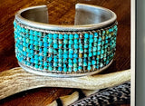 Natural Turquoise Loomed Bangle Cuff