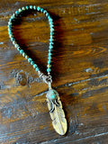 African Turquoise Feather Necklace