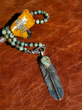 African Turquoise Feather Necklace