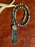 African Turquoise Feather Necklace