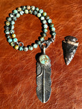 African Turquoise Feather Necklace