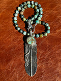 African Turquoise Feather Necklace