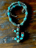 Turquoise and Red Coral Cactus Necklace