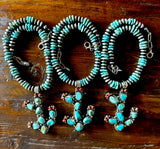 Turquoise and Red Coral Cactus Necklace