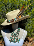 Turquoise and Red Coral Cactus Necklace