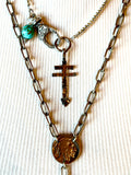 Isleta, Dragonfly, Double Bar Cross Necklace