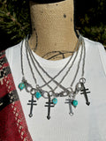 Isleta, Dragonfly, Double Bar Cross Necklace