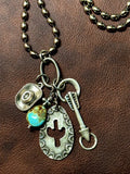 Antique Pewter Silver Charm Necklace