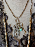 Antique Pewter Silver Charm Necklace