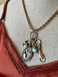 Antique Pewter Silver Charm Necklace