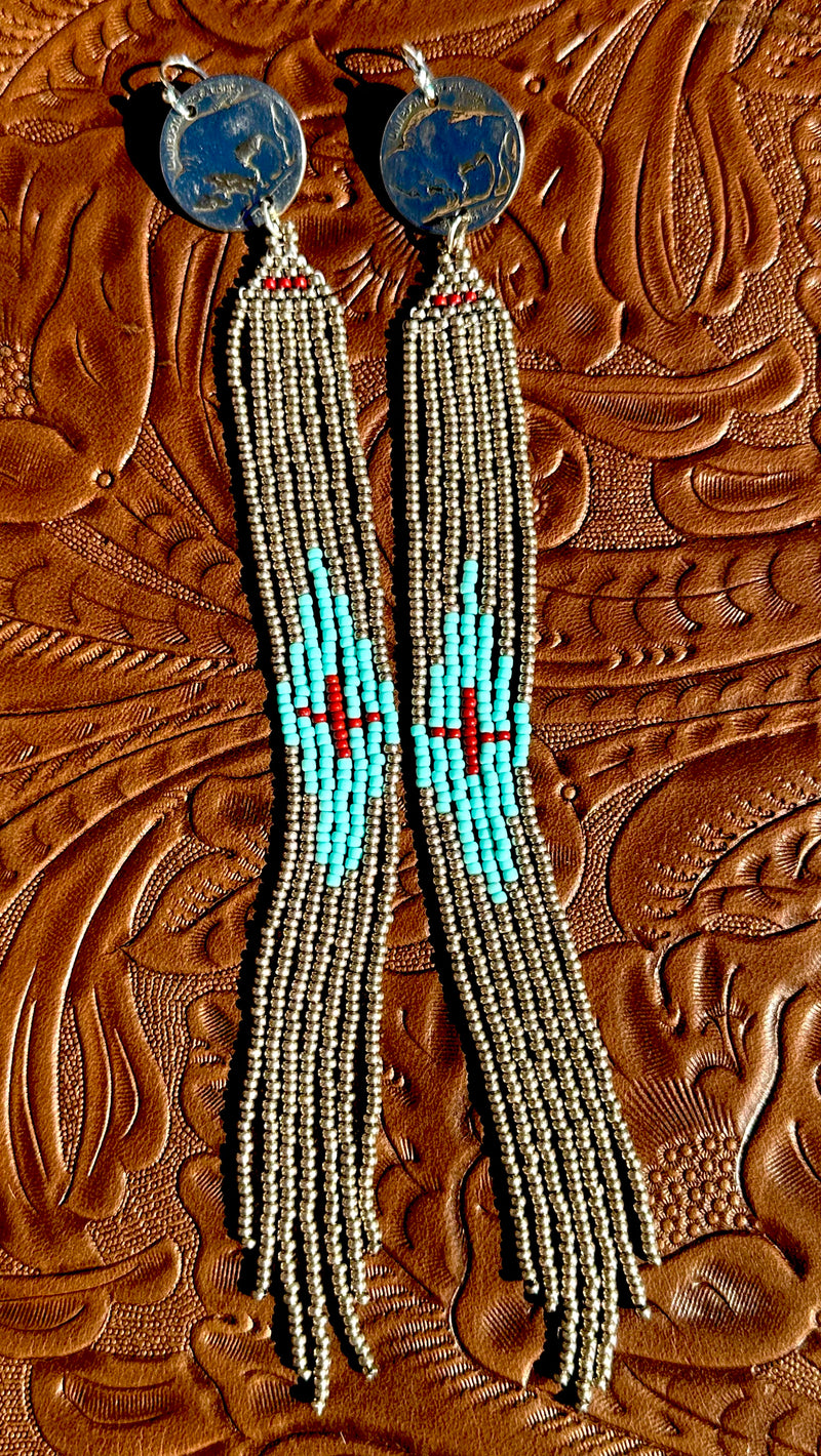 Buffalo Fringe Earrings ~ Silver Lining