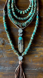 Feather Necklace, Silver Feather, Turquoise, Buffalo Nickel