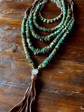 Turquoise and Leather Tassel Necklace