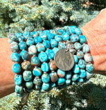 Larimar Blue Crazy Lace Agate Bracelet; Buffalo Nickel