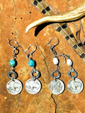 Buffalo Nickel, Stone and Silver Earrings