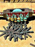 Rustic Metal Spur and Turquoise Earrings