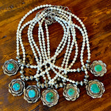 Turquoise and Pearl Blossom Necklace