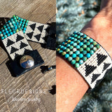 Natural Turquoise Bandelier Cuff Bracelet, Western Jewelry