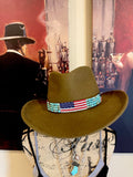 Flag Hatband, Patriotic Hatband, USA Hatband, Turquoise Hatband